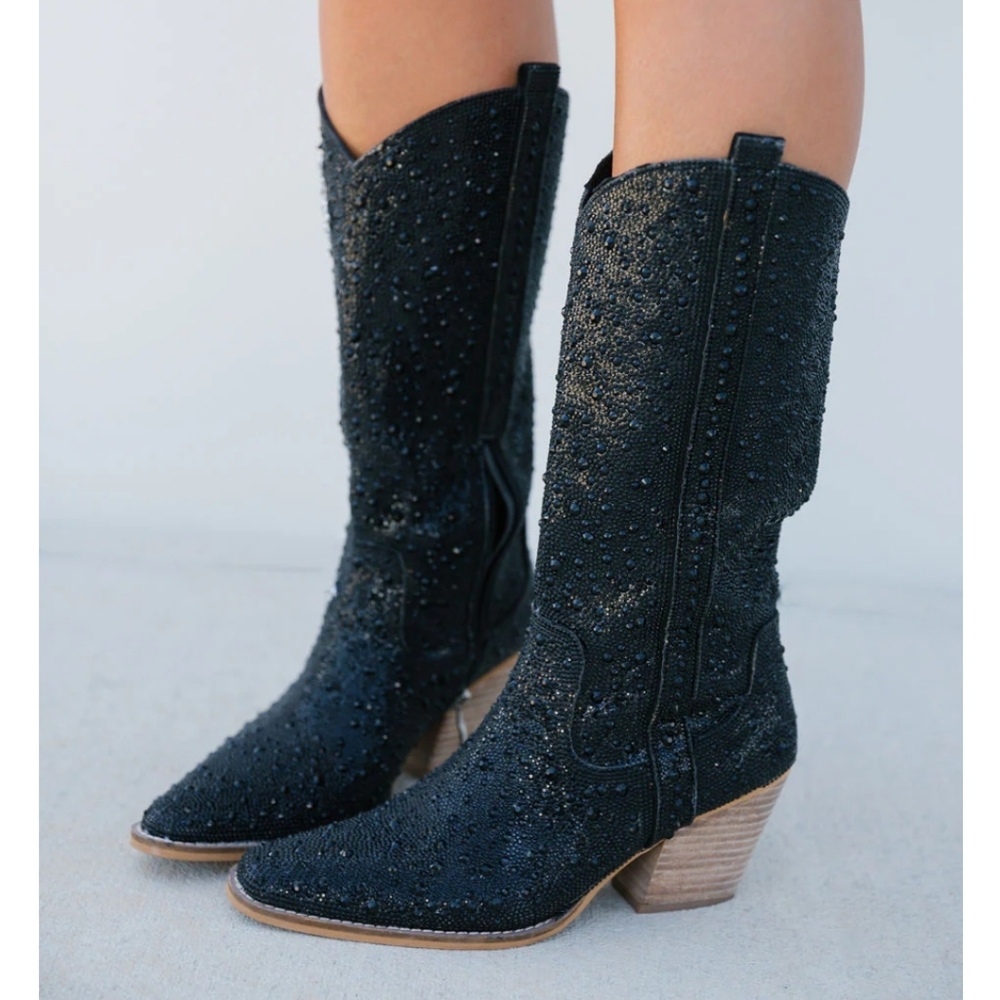 Black Rhinestone Cowboy Boots